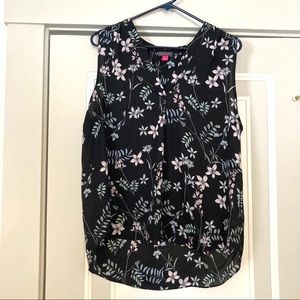 Vince Camuto Black Floral Sleeveless Blouse